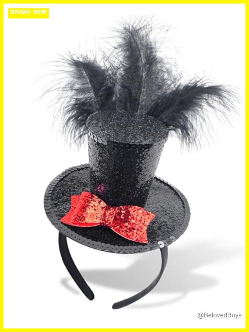 Mini Top Hat Headband Feathers Halloween Mardi Gras Costume